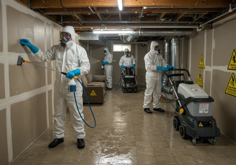 Basement Moisture Removal and Structural Drying process in Tuscumbia, AL